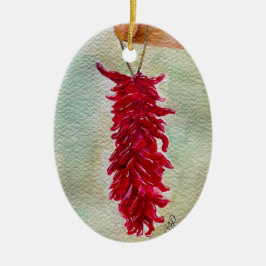 Roter Chile Wasserfarbe Ristra New Mexico Keramik Ornament