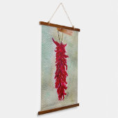 Roter Chile Wasserfarbe Ristra New Mexico Wandteppich Mit Holzrahmen (Gewinkelt)