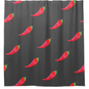 Roter Chili Handgestrichene Aquarellfarben Paprika Duschvorhang