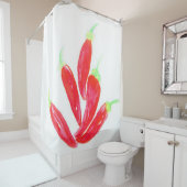 Roter Chili Handgestrichene Aquarellfarben Paprika Duschvorhang (Beispiel)