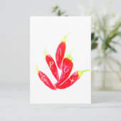 Roter Chili Handgestrichene Aquarellfarben Paprika Karte (Stehend Vorderseite)