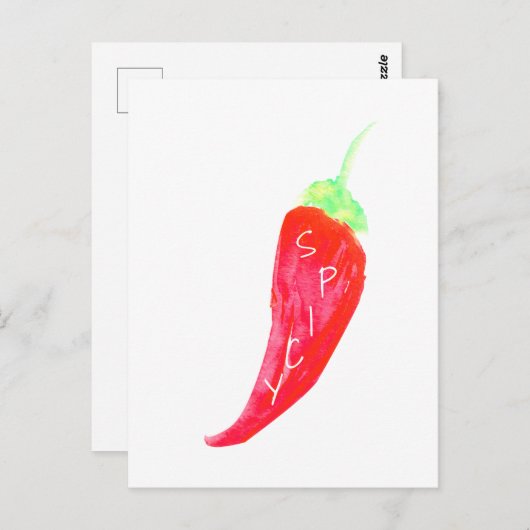 Roter Chili Handgestrichene Aquarellfarben Paprika Postkarte (Vorne/Hinten)