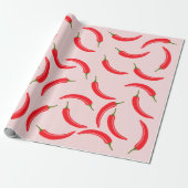 Roter Chili-Muster Geschenkpapier (Ungerollt)