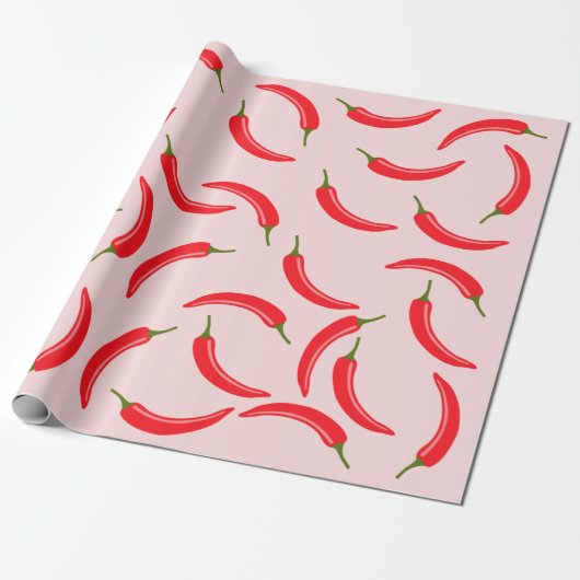 Roter Chili-Muster Geschenkpapier (Ungerollt)