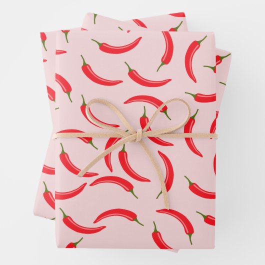 Roter Chili-Muster Geschenkpapier Set (Beispiel)