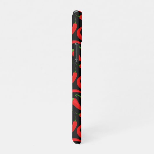Roter Chili Paprikaschoten auf schwarz iPhone Hülle (Rechte Seite)