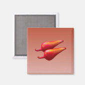 Roter Chili Paprikaschoten quadratischer Magnet (Vorderseite/Rückseite)