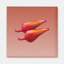 Roter Chili Paprikaschoten quadratischer Magnet