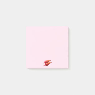 Roter Chili Paprikaschoten Rosa Notizblöcke Post-it Klebezettel