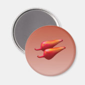 Roter Chili Paprikaschoten rund Magnet (Vorderseite/Rückseite)