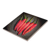 Roter Chili Paprikaschoten Tile/Trivet Fliese (Seite)