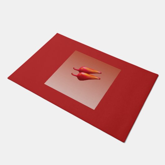 Roter Chili Paprikaschoten Türmchen Fußmatte (Schrägansicht)