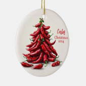 Roter Chili Paprikaschoten Weihnachtsbaum Keramik Ornament (Rechts)