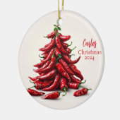 Roter Chili Paprikaschoten Weihnachtsbaum Keramik Ornament (Links)