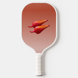 Roter Chili Paprikaschoten Weißpaddel Pickleball Schläger