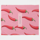 Roter Chili Pepper-Muster auf rosa Hintergrund Fleecedecke (Vorderseite (Horizontal))