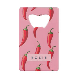 Roter Chili Pepper-Muster auf rosa Hintergrund Geldbeutel Flaschenöffner