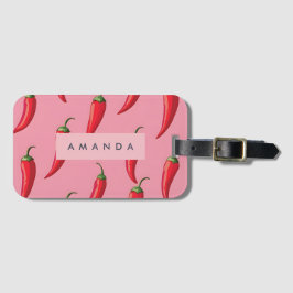 Roter Chili Pepper-Muster auf rosa Hintergrund Gepäckanhänger