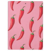 Roter Chili Pepper-Muster auf rosa Hintergrund Klemmbrett (Rückseite)
