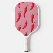 Roter Chili Pepper-Muster auf rosa Hintergrund Pickleball Schläger (Rückseite)