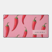 Roter Chili Pepper-Muster auf rosa Hintergrund Schreibtischunterlage (Vorderseite)