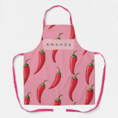 Roter Chili Pepper-Muster auf rosa Hintergrund Schürze (Vorderseite)