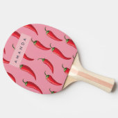 Roter Chili Pepper-Muster auf rosa Hintergrund Tischtennis Schläger (Seitenansicht)