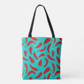 Roter Chili Pepper Türkis Tasche (Rückseite)
