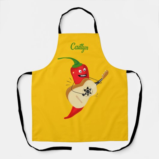Roter Chili Pfeffer Gitarrenspass spielen Schürze (Vorderseite)