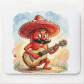 Roter Chili-Pfeffer-Gitarrespieler Mousepad (Vorne)