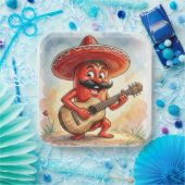 Roter Chili-Pfeffer-Gitarrist Pappteller (Party)