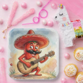 Roter Chili-Pfeffer-Gitarrist Pappteller (Party)