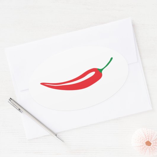 Roter Chili Pfeffer Oval Aufkleber (Umschlag)
