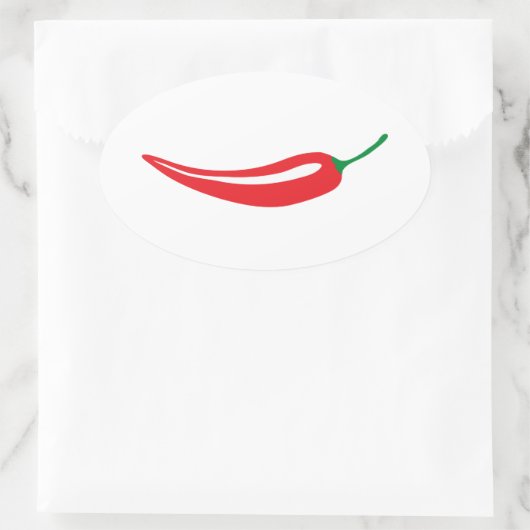 Roter Chili Pfeffer Oval Aufkleber (Tasche)