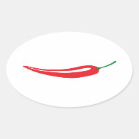 Roter Chili Pfeffer Oval Aufkleber