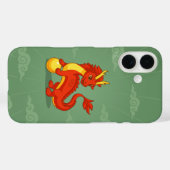 Roter chinesischer Drache auf Grün Case-Mate iPhone Hülle (Rückseite (Horizontal))