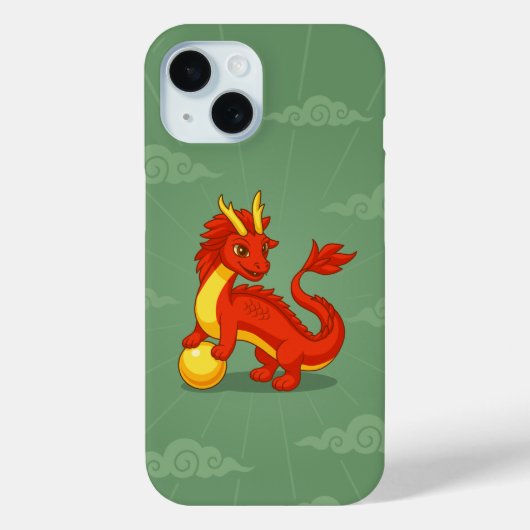 Roter chinesischer Drache auf Grün Case-Mate iPhone Hülle (Rückseite)