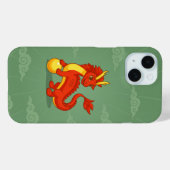 Roter chinesischer Drache auf Grün Case-Mate iPhone Hülle (Rückseite (Horizontal))