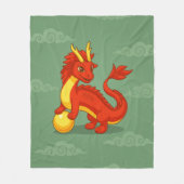 Roter chinesischer Drache auf Grün Fleecedecke (Vorderseite)
