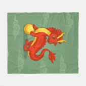 Roter chinesischer Drache auf Grün Fleecedecke (Vorderseite (Horizontal))