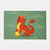 Roter chinesischer Drache auf Grün Fußmatte (Vorderseite)
