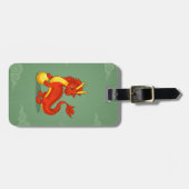 Roter chinesischer Drache auf Grün Gepäckanhänger (Vorderseite horizontal)