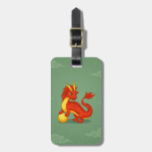 Roter chinesischer Drache auf Grün Gepäckanhänger (Vorderseite vertikal)
