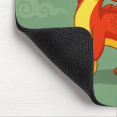 Roter chinesischer Drache auf Grün Mousepad (Ecke)