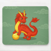 Roter chinesischer Drache auf Grün Mousepad (Vorne)