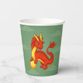 Roter chinesischer Drache auf Grün Pappbecher (Rückseite)