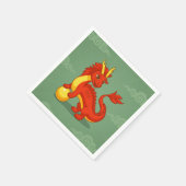 Roter chinesischer Drache auf Grün Serviette (Ecke)