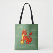 Roter chinesischer Drache auf Grün Tasche (Vorderseite)