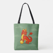 Roter chinesischer Drache auf Grün Tasche (Rückseite)