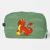 Roter chinesischer Drache auf Grün Waschbeutel (Vorderseite)
